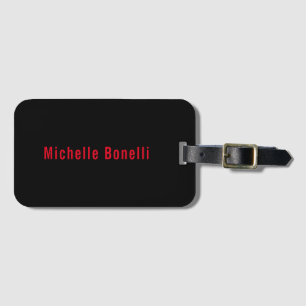 Professional Minimalist Black Red Modern Plain Luggage Tag