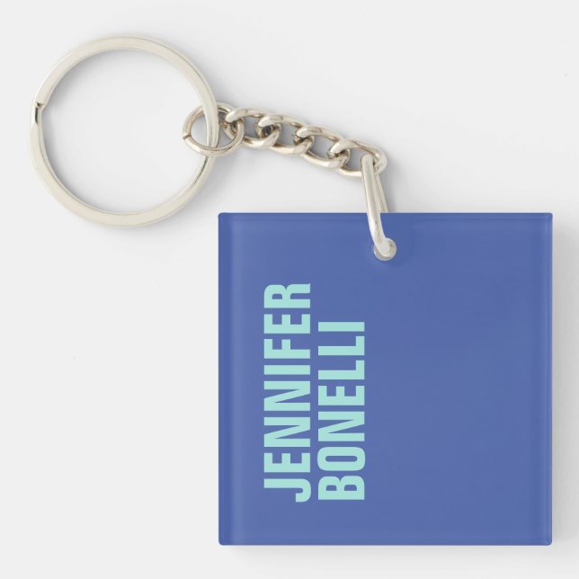 Professional minimalist bold blue name keychain (Front)