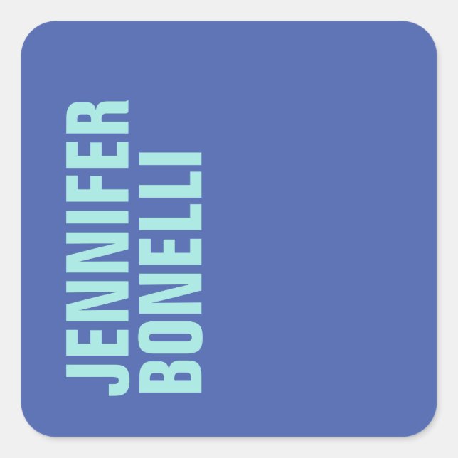 Professional minimalist bold blue name square sticker (Front)