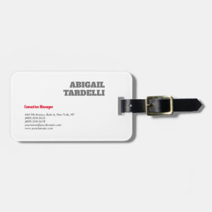 Professional minimalist bold modern custom plain luggage tag
