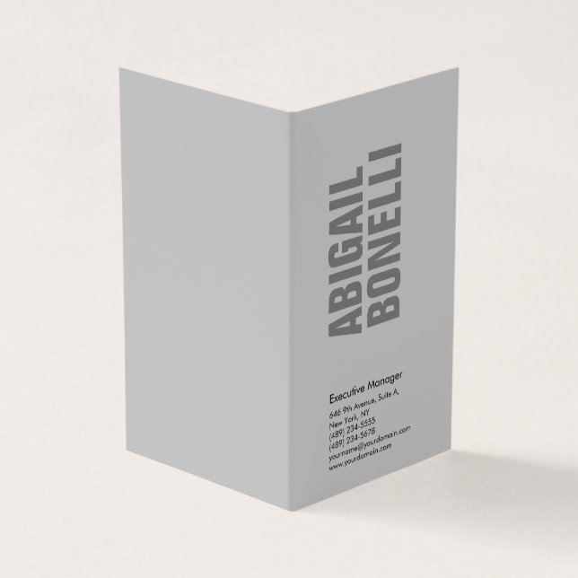 Professional minimalist bold modern grey business card (Outside)
