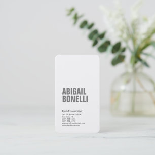 Professional minimalist bold modern grey white business card