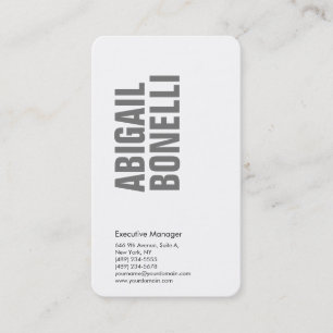 Professional minimalist bold modern grey white business card