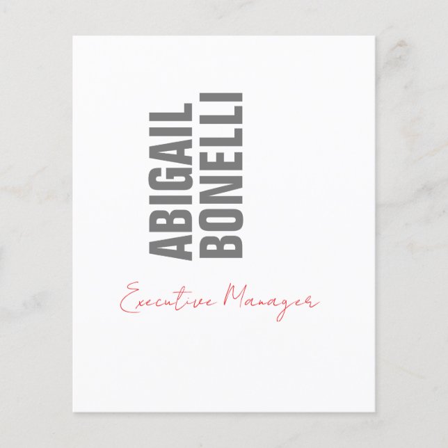 Professional minimalist bold modern grey white flyer (Front)
