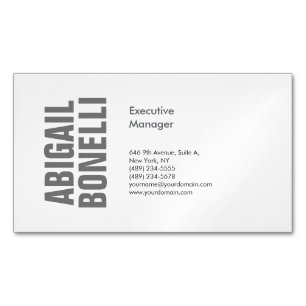 Professional minimalist bold modern grey white 	Magnetic business card