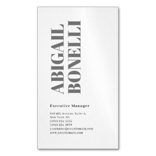 Professional minimalist bold modern grey white 	Magnetic business card