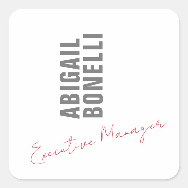 Professional minimalist bold modern grey white square sticker (Front)