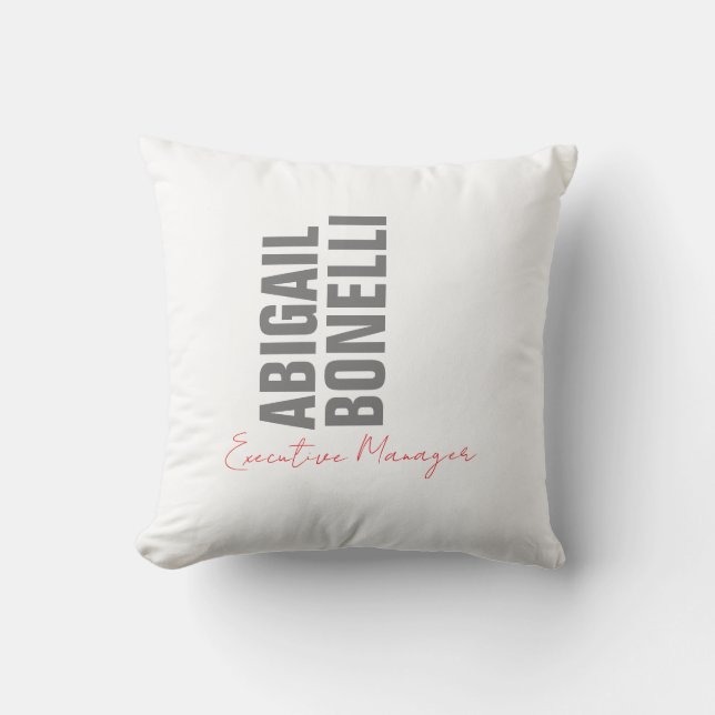 Professional minimalist bold modern grey white throw pillow (Front)