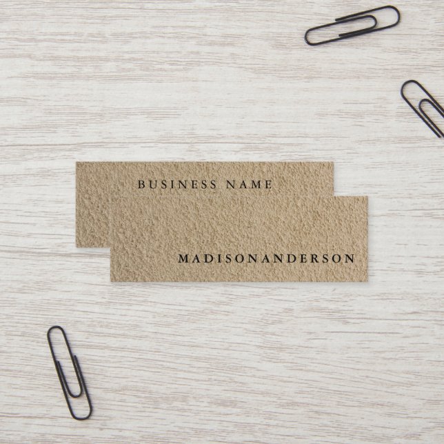 Professional Minimalist Brown Kraft Sand Paper Mini Business Card (Front/Back In Situ)