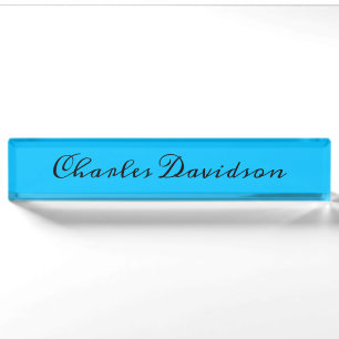 Professional Minimalist Calligraphy Deep Sky Blue Nameplate