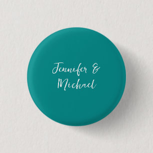 Professional minimalist calligraphy green blue 1 inch round button