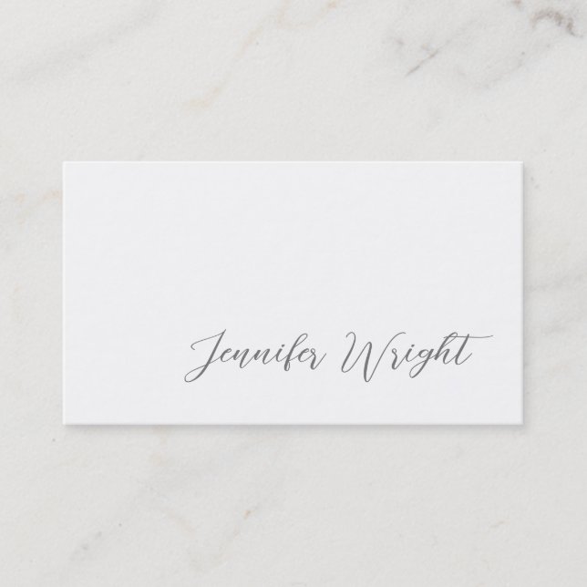 Professional minimalist calligraphy grey white business card (Front)