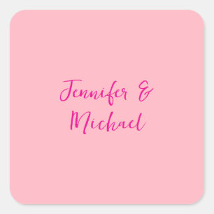 Professional minimalist calligraphy light pink square sticker