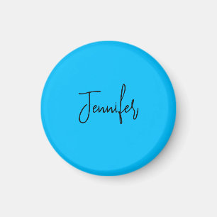 Professional minimalist calligraphy name sky blue magnet