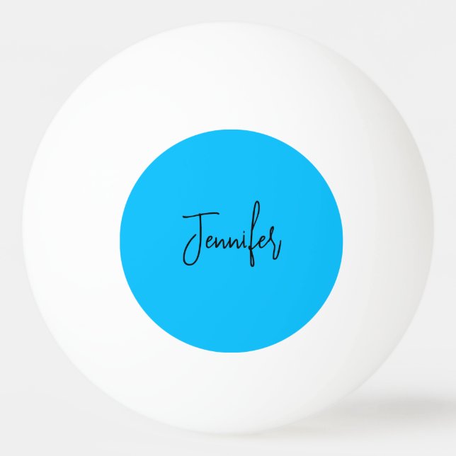 Professional minimalist calligraphy name sky blue ping pong ball (Front)