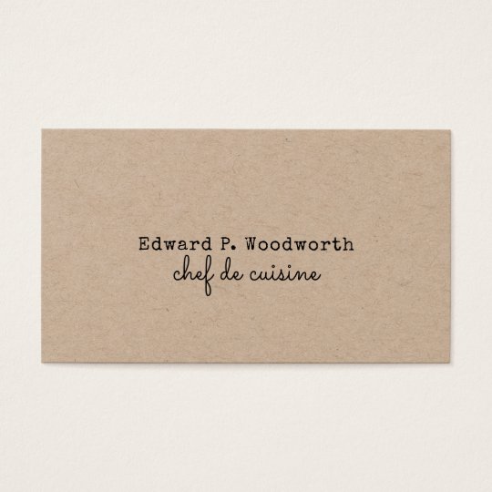 Professional Minimalist Chef de Cuisine Rustic Business Card
