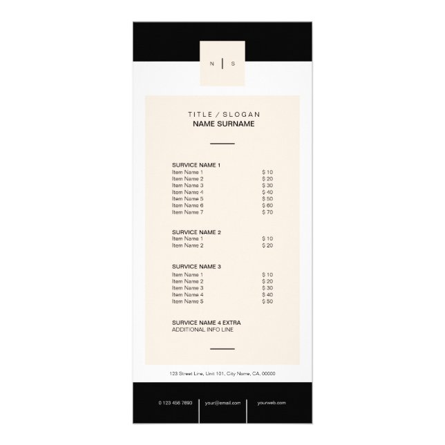 Professional Minimalist Clean Layout Modern Rack Card (Front)
