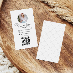 Professional Minimalist Cosmetic Scannable QR Code Business Card
