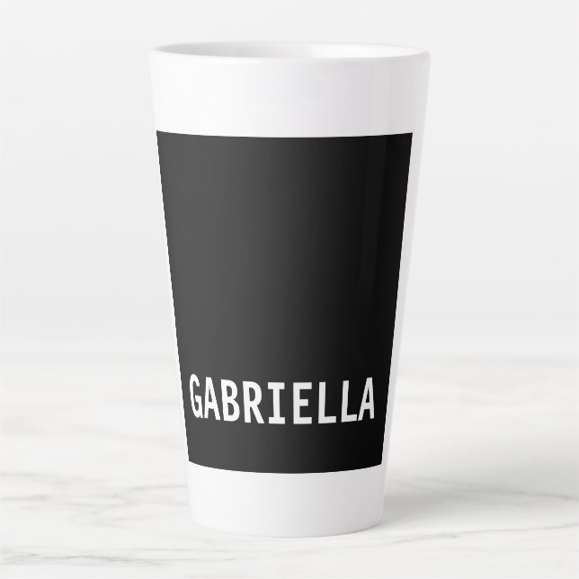 Professional minimalist custom name black white latte mug (Front)