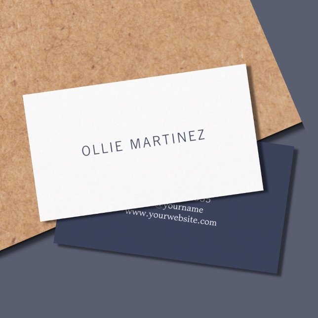 Professional Minimalist Dark Blue White Consultant Business Card (Creator Uploaded)