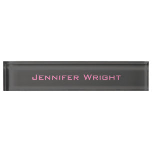Professional minimalist feminine pink grey nameplate
