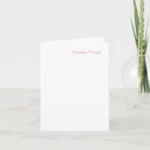 Professional minimalist feminine pink note card