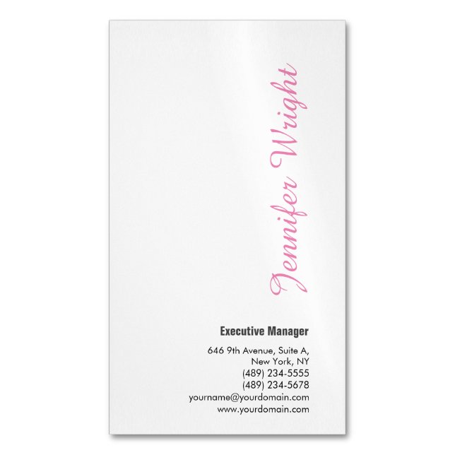 Professional minimalist feminine plain elegant 	Magnetic business card (Front Vertical)