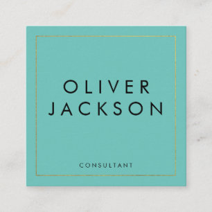 Professional Minimalist Gold Border Square Business Card