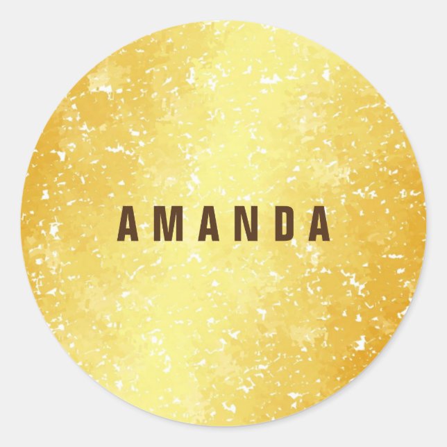 Professional minimalist gold colour add your name classic round sticker (Front)