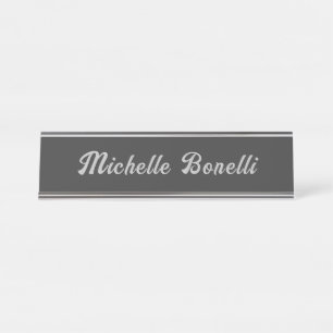 Professional Minimalist Grey Modern Calligraphy Desk Name Plate