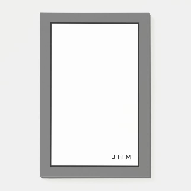 Professional Minimalist Grey | Monogram Post-it Notes (Front)
