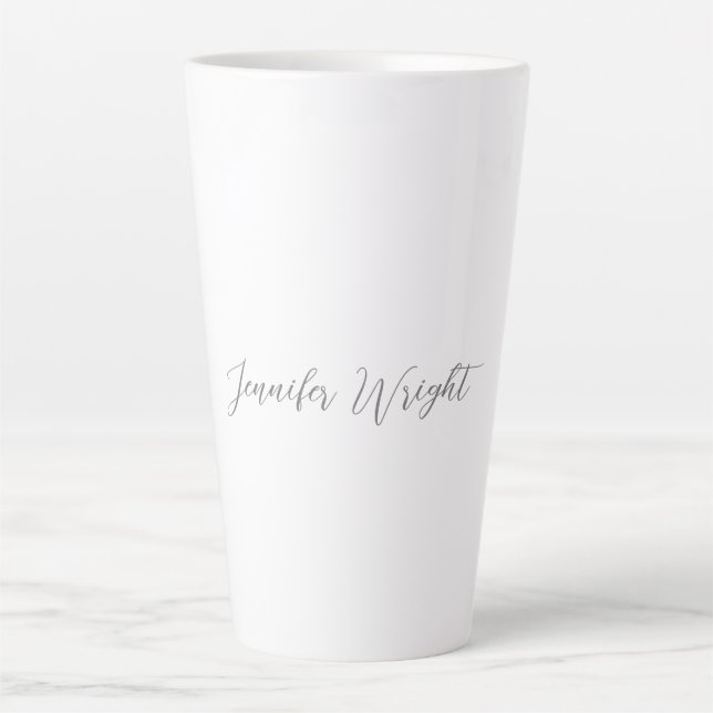 Professional minimalist handwriting grey white latte mug (Front)