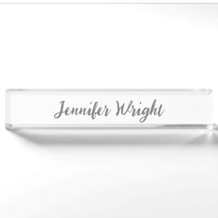 Professional minimalist handwriting grey white nameplate