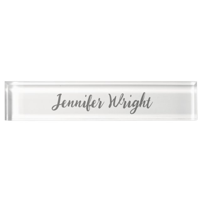 Professional minimalist handwriting grey white nameplate (Front)