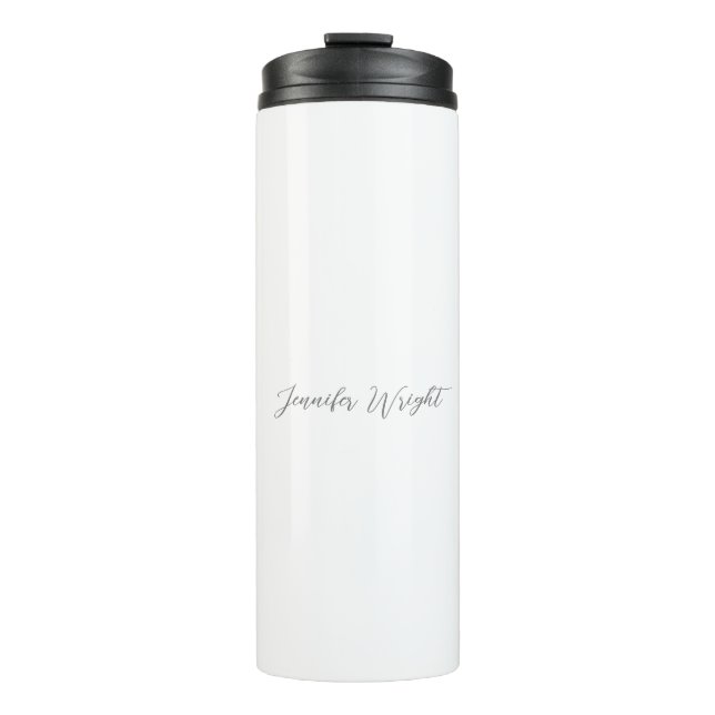 Professional minimalist handwriting grey white thermal tumbler (Front)