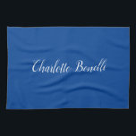 Professional Minimalist Handwriting Name Blue Kitchen Towel<br><div class="desc">You Can Easily Change the Fonts,  Background Image and Colour,  Letter Characters.</div>