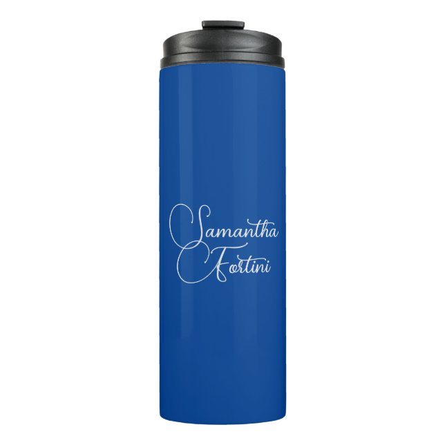 Professional minimalist handwriting name blue thermal tumbler (Front)