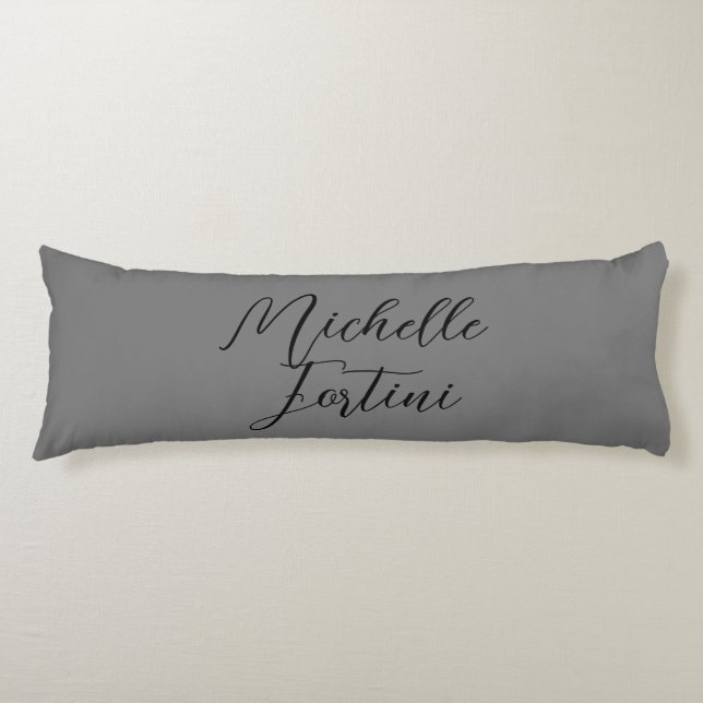 Professional minimalist handwriting name red grey body pillow (Front)