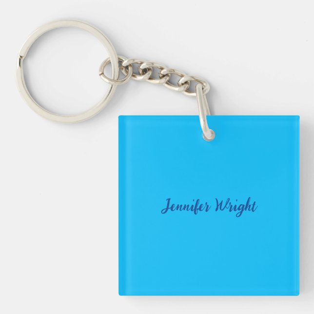 Professional minimalist handwriting sky blue keychain (Front)