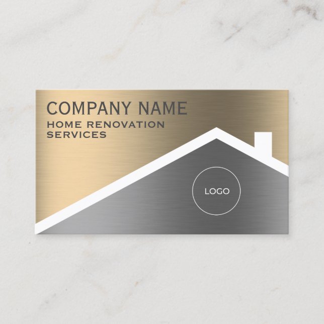 Professional minimalist house roof  business card (Front)