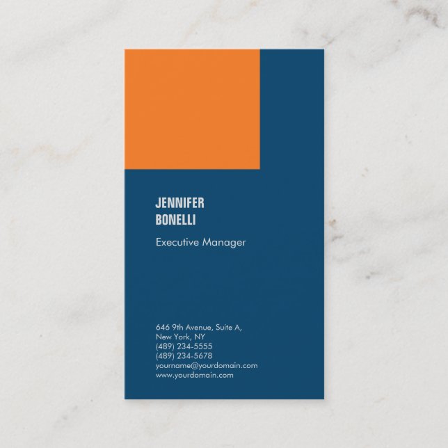 Professional minimalist indigo dye & azure blue business card (Front)