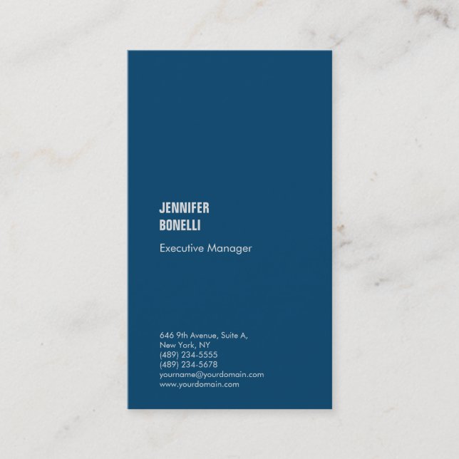 Professional minimalist indigo dye & azure blue business card (Front)