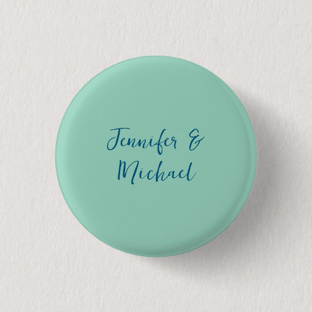 Professional minimalist light teal calligraphy 1 inch round button (Front)
