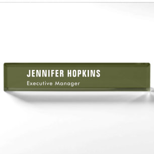 Professional minimalist modern army green nameplate