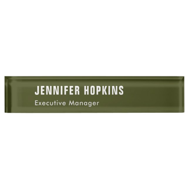 Professional minimalist modern army green nameplate (Front)