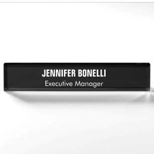 Professional minimalist modern black coloured nameplate