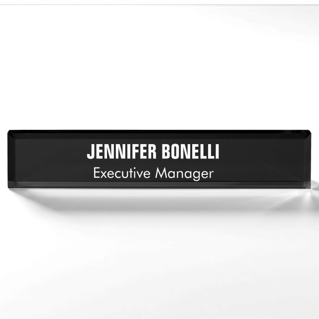 Professional minimalist modern black coloured nameplate (Front)