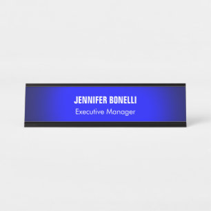 Professional minimalist modern blue add your name desk name plate