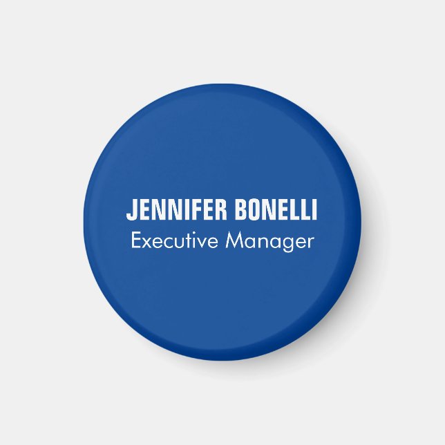 Professional minimalist modern blue add your name magnet (Front)