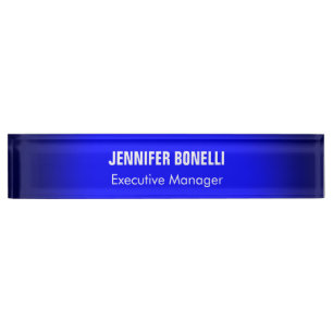 Professional minimalist modern blue add your name nameplate